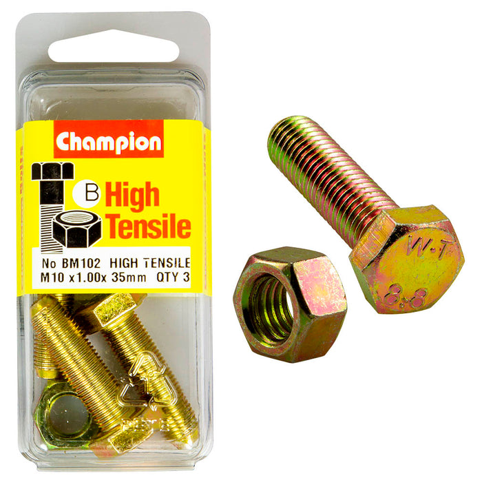 Champion High Tensile Bolt & Nut Pack [M10 X 1.0 X 35mm] - BM102