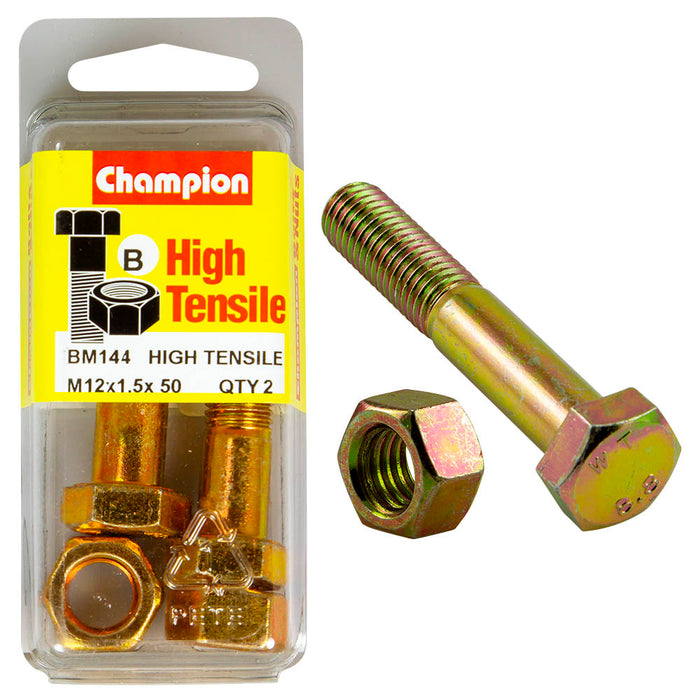 Champion High Tensile Bolt & Nut Pack [M12 x 1.5 x 50mm] - BM144