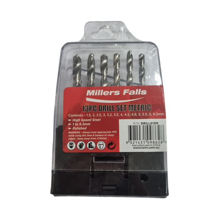 13 Piece Metric Drill Set [1.5 to 6.5mm]