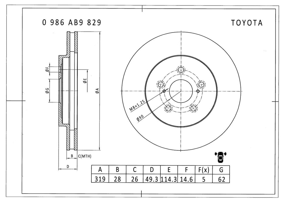 Bosch Brake Disc - PBR2702