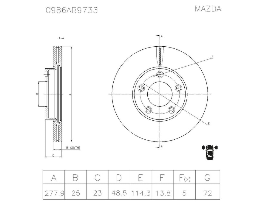 Bosch Brake Disc - PBR2954