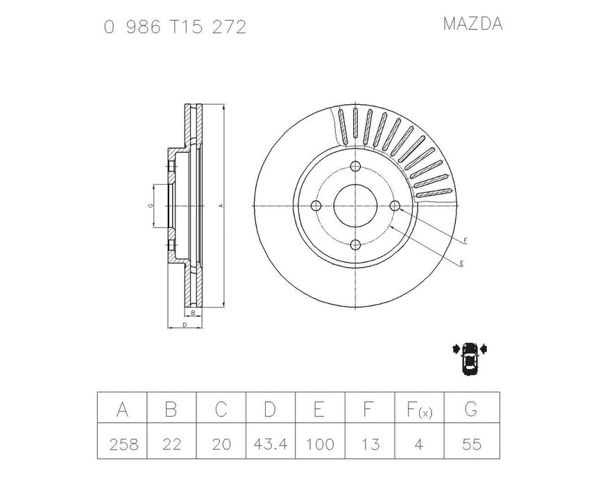 Bosch Brake Disc - PBR2958