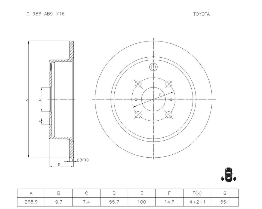 Bosch Brake Disc - PBR713