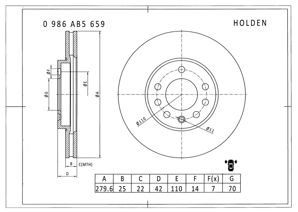 Bosch Brake Disc - PBR815