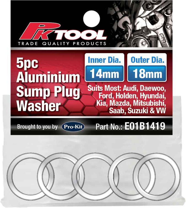 Aluminium Sump Plug Washer - 5 Piece [14mm ID 19mm OD]