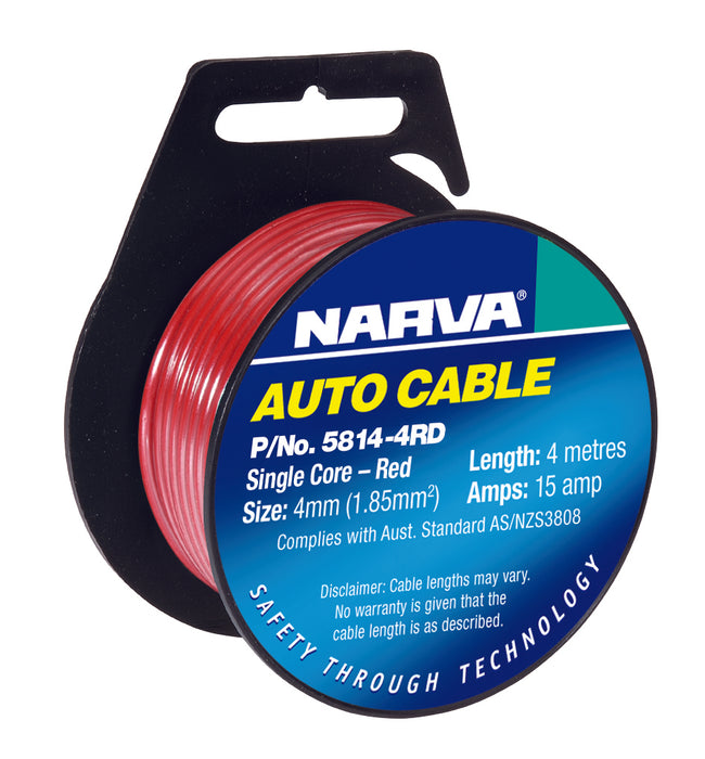 Narva 4mm 15 Amp Single Core Cable - 4 Metres - 5814-4RD