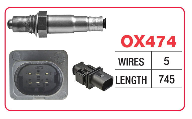 Goss Oxygen Sensor - 5 Wire - Alfa Romeo, Audi, BMW, Ford, Hyundai, Kia, Nissan, Peugeot, Porsche, Saab, Skoda, Suzuki, Volkswagen - OX474