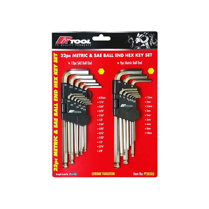 22 Piece Ball End Hex Key Set - PT30503