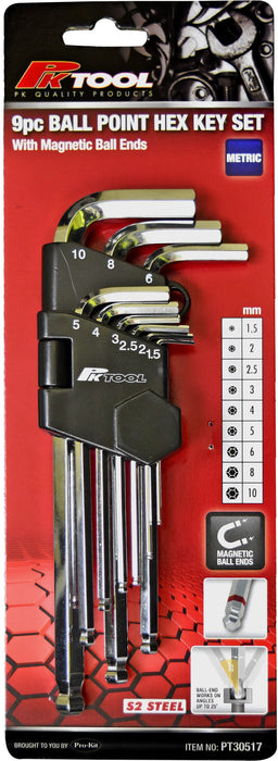 9 Piece Metric Ball End Hex Key Set - PT30517