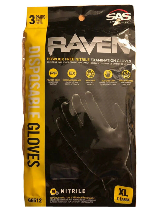 Raven Nitrile Disposable Gloves - Extra Large (3 Pairs)