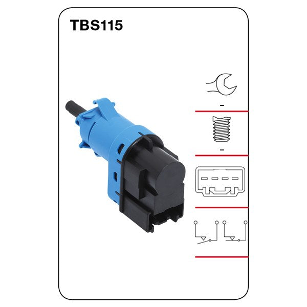 Tridon Stop Light Switch - Ford Everest, Focus, Kuga, Mondeo, Ranger, Mazda 2, 3, 6 - TBS115